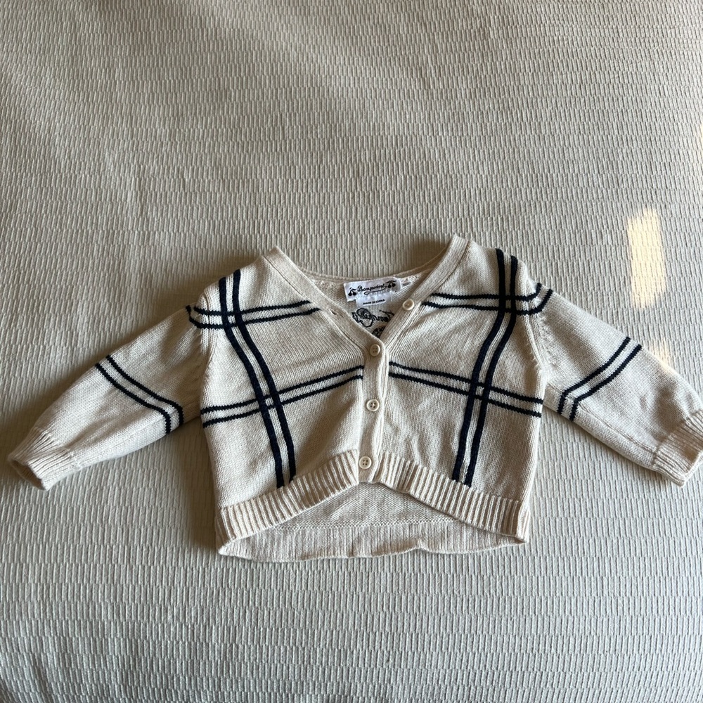 Bonpoint Cream Knit Tennis Cardigan - Size: 6M